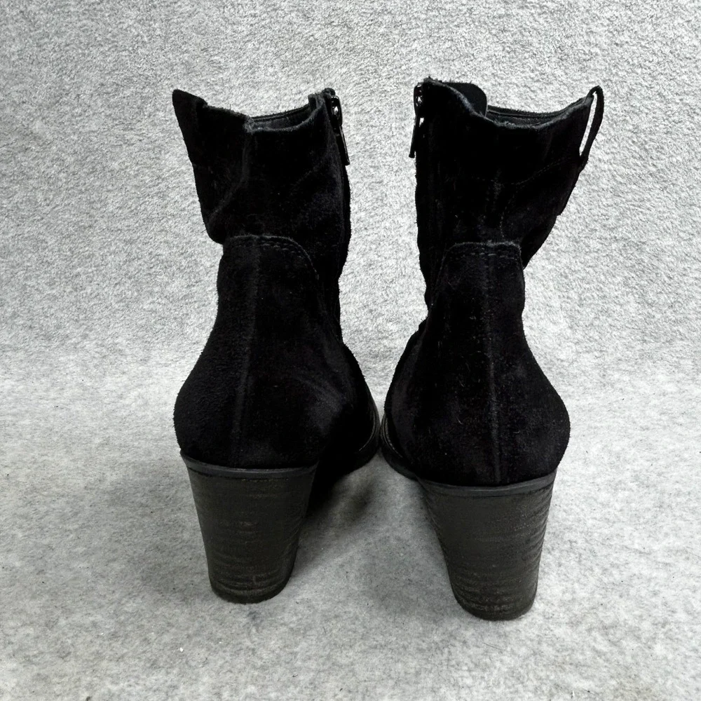 Paul Green Black Suede Zipper Block Heel‎ Ankle Boots Women's US9 UK6.5 Austria